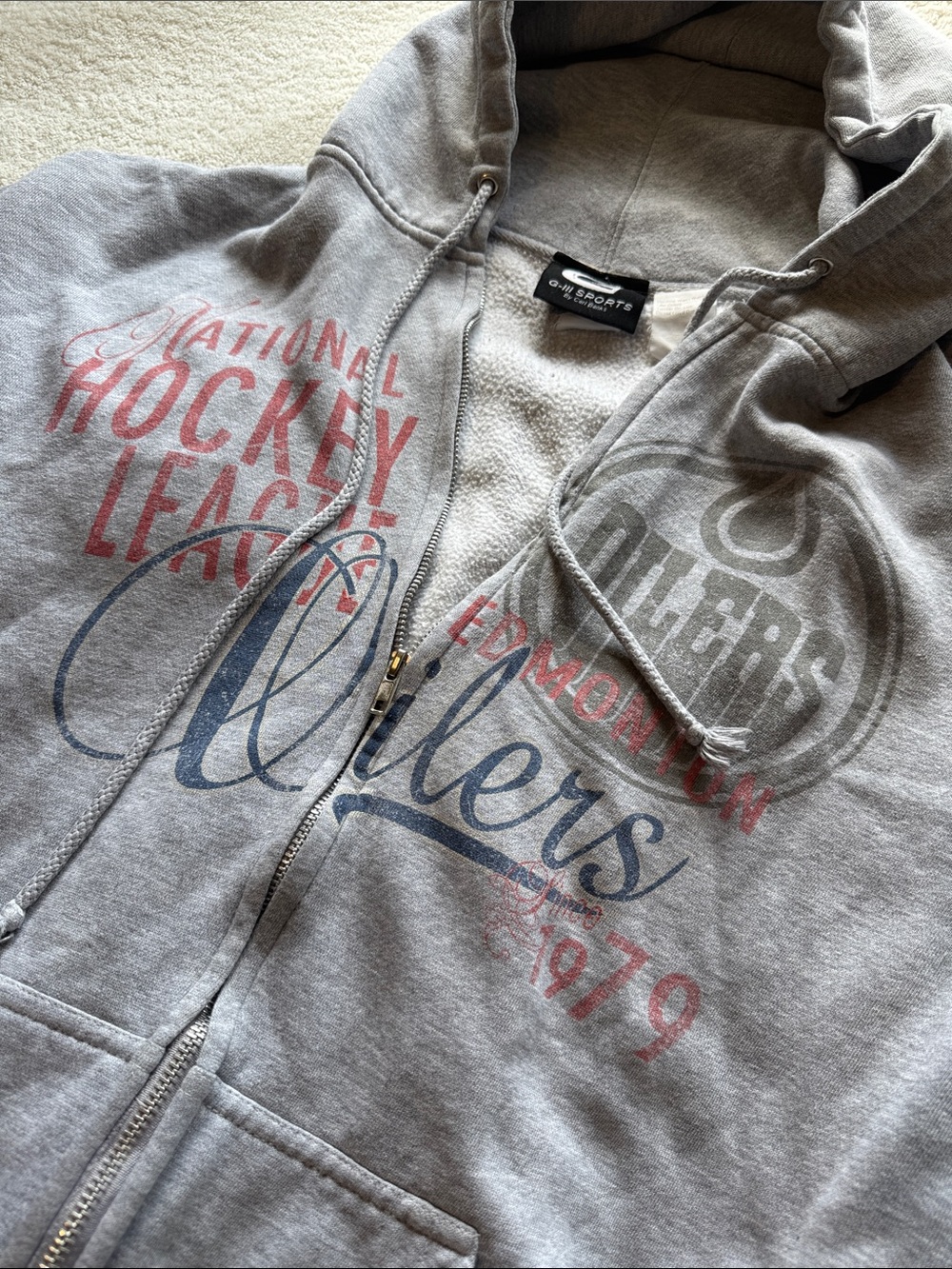 Edmonton Oilers Gray Full-Zip Hooded Sweatshirt